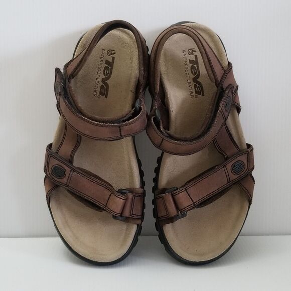 TEVA Men\'s Sz 9 Brown Leather Lug Sole Casual Sport Strap Sandals Shoes 6591 main image 12